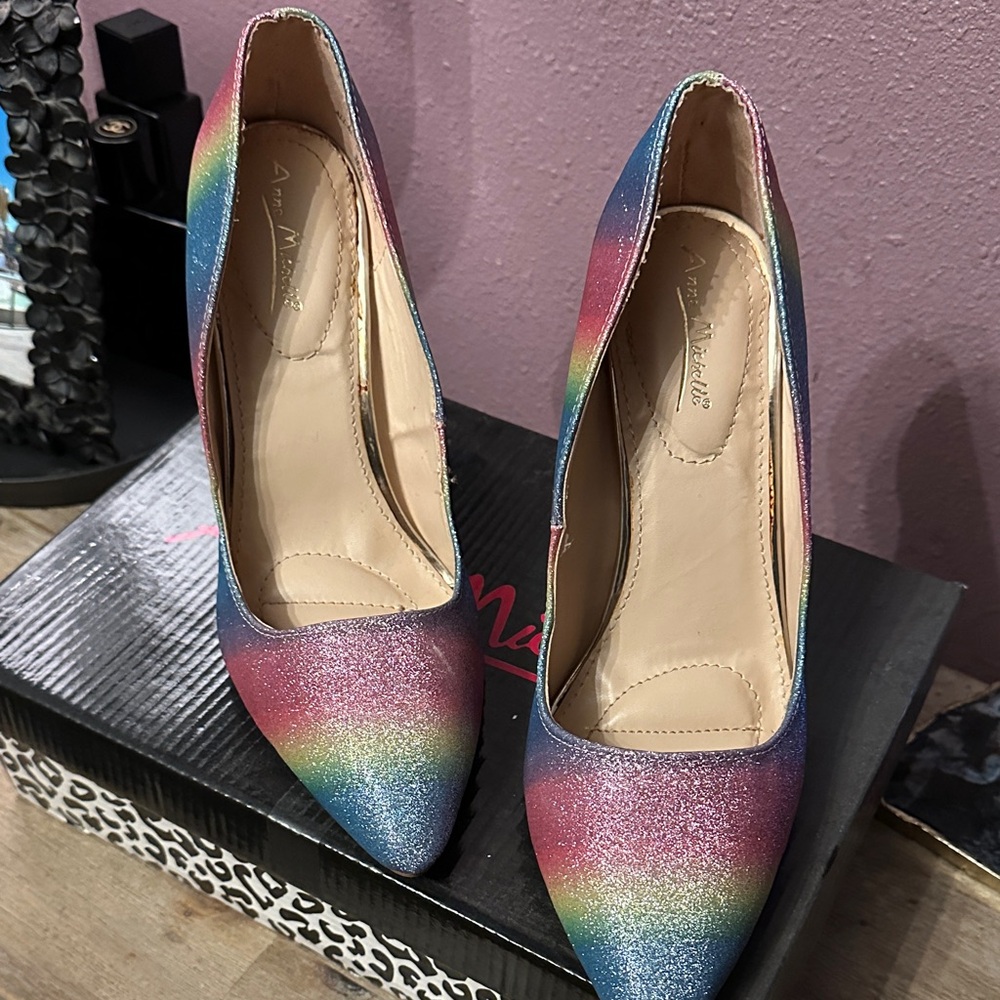 Anne Michelle Multicolor Glitter Heels